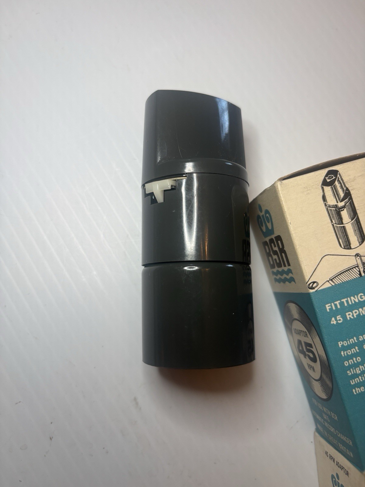 GRAY BSR 45 RECORD ADAPTER SPINDLE ADAPTOR NOS BLUE BOX GREAT BRITAIN