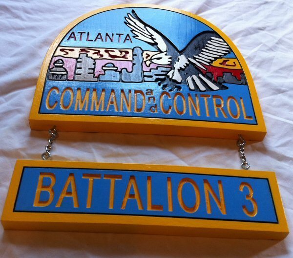 Fire Department Atlanta Battalion 3 3D routed wood patch sign Custom