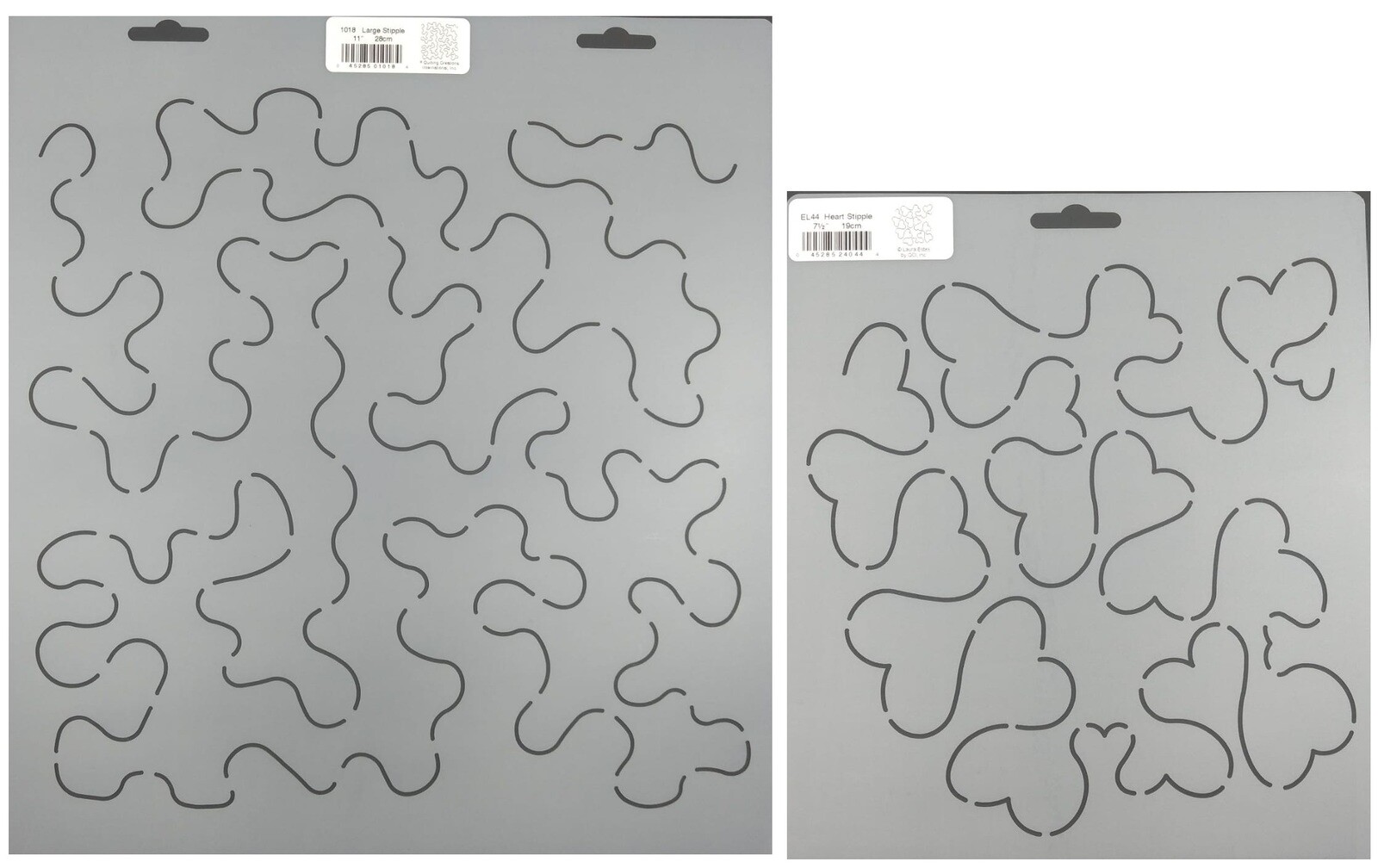 2 Quilting Stencils Large 11" & Heart Stipple Quilt 7.5" Patterns Templates Set
