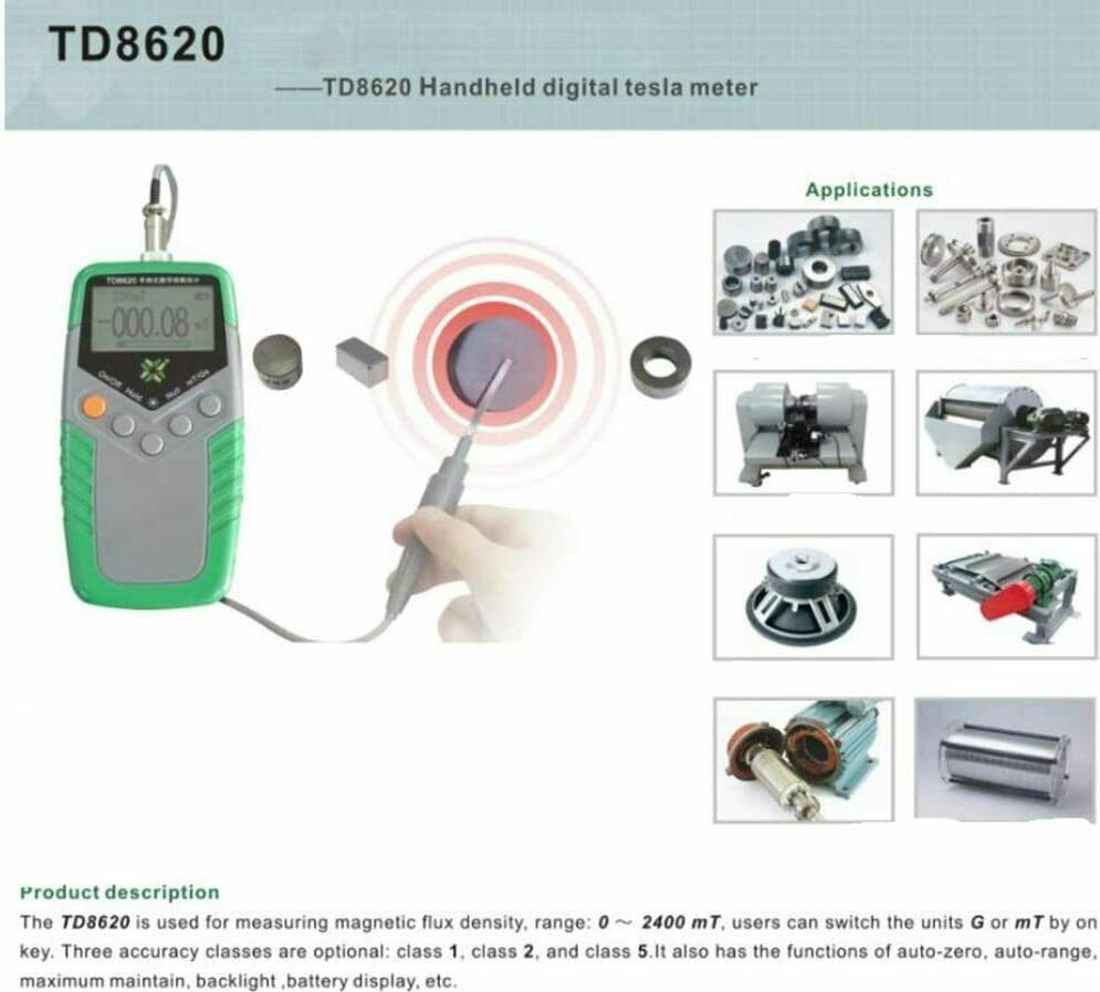 TD8620 Gauss Meter Handheld Tesla Meter Magnet Teslameter 1% 2% 5% Accuracy New