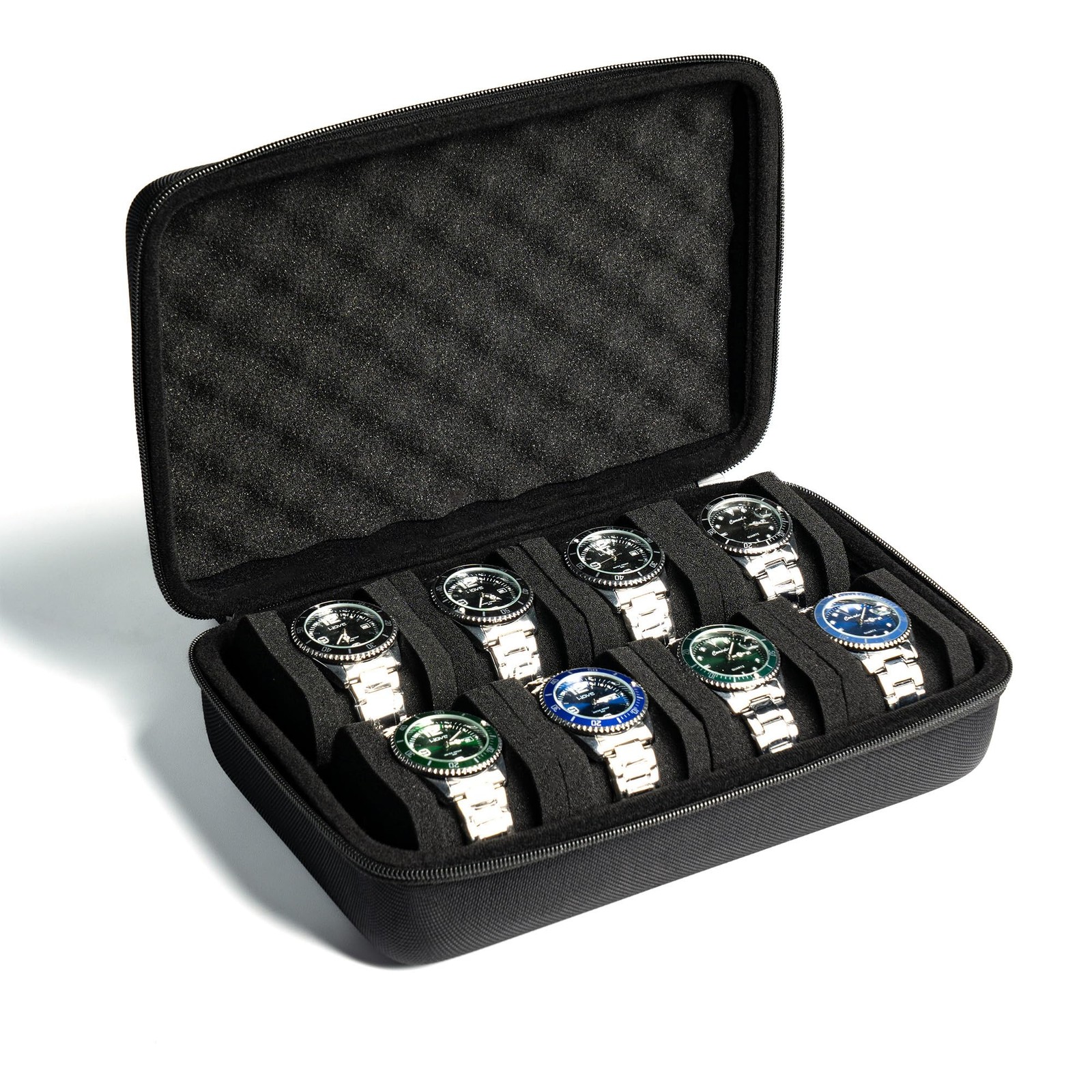 AUKURA 8 slots Watch Case, hard watch storage case, box, Black