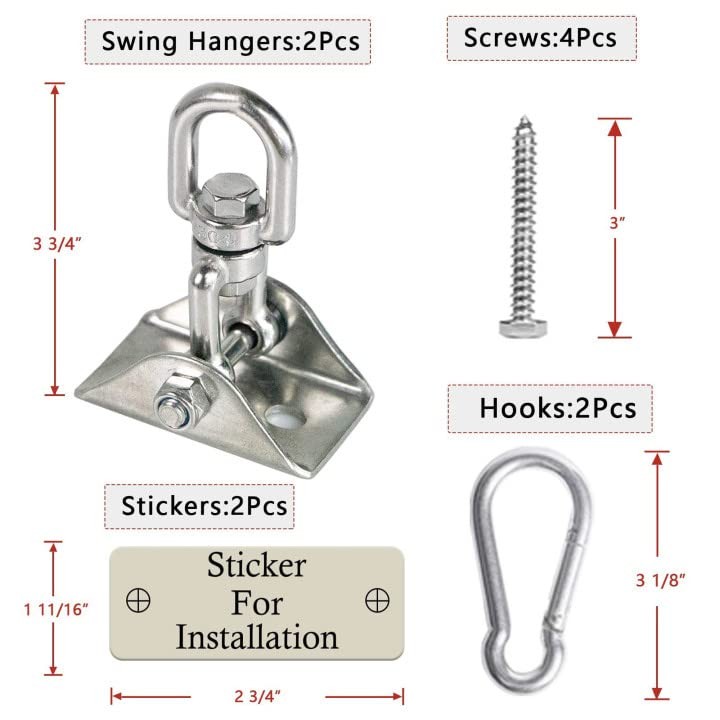 Heavy Duty Swing Hangers for Wooden Sets 2000 LB Capacity Hammock Hanger 360 ...