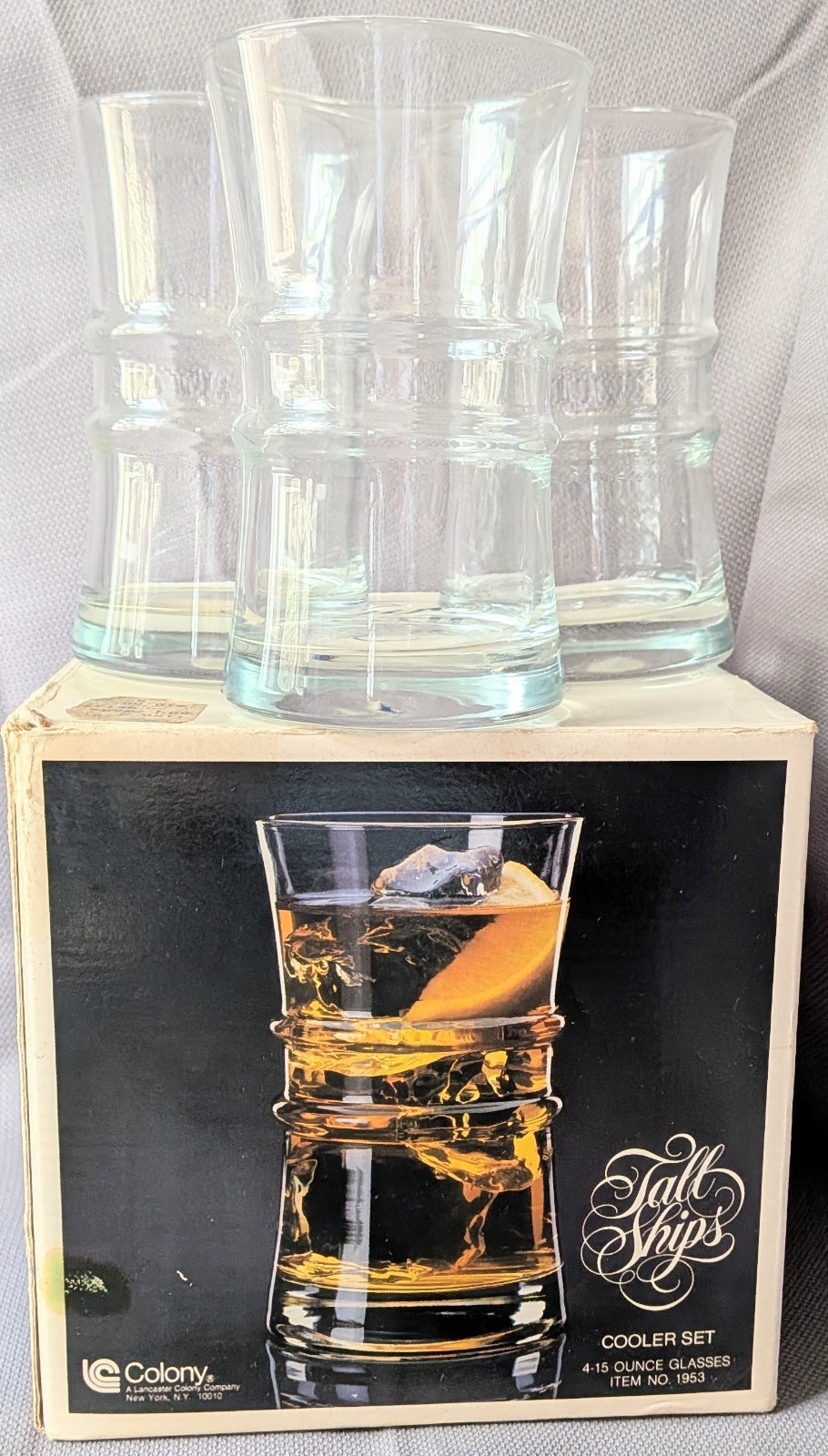 Set of 3 Colony Tall Ships Matches The Big Lebowski Cooler Barware HTF Glasses