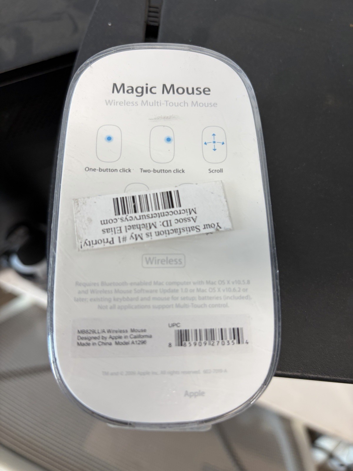 Apple Magic Mouse Wireless Tactile/Multi-Touch Mouse - MB829LL/A