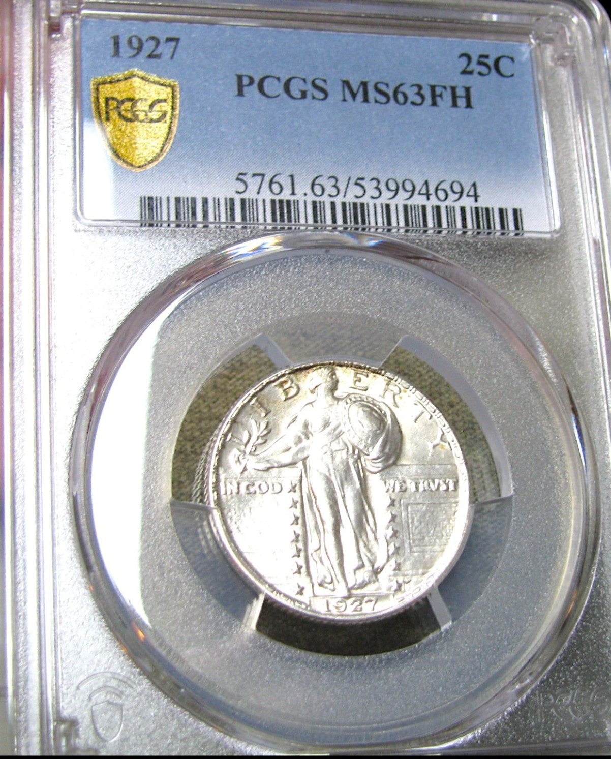 1927 Standing Liberty Quarter Silver ---- MS-63 FH PCGS Graded Coin ---- #405C