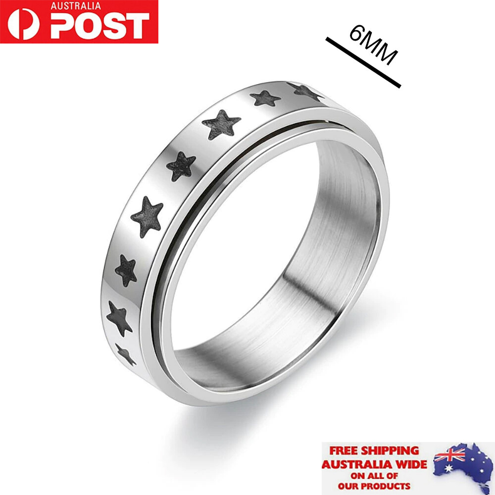 Star Anxiety Rotation Ring Band Fashion Unisex Men Women Anniversary Gift Xmas