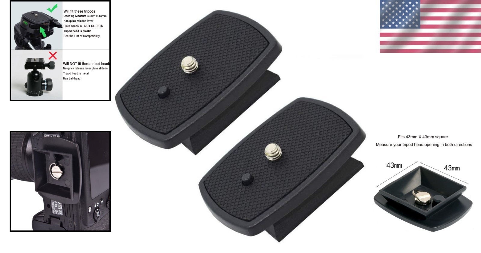 Versatile 2-Pack Tripod Quick Release Mounts - Enhance Your Photography Gear