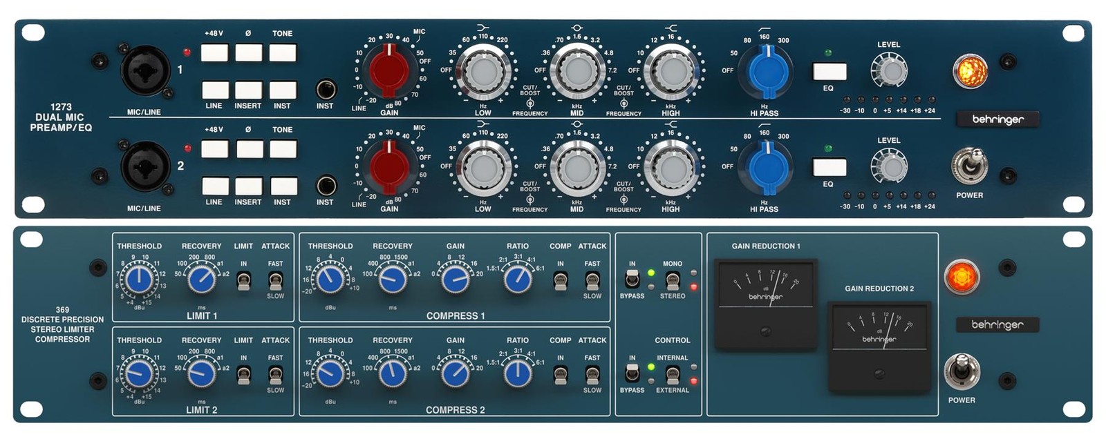 Behringer 2-channel 1273 Microphone Preamplifier/Equalizer and 369 Compressor