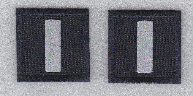 LT Lieutenant SILVER on MIDNIGHT rank insignia collar patches 1.5 LARGE