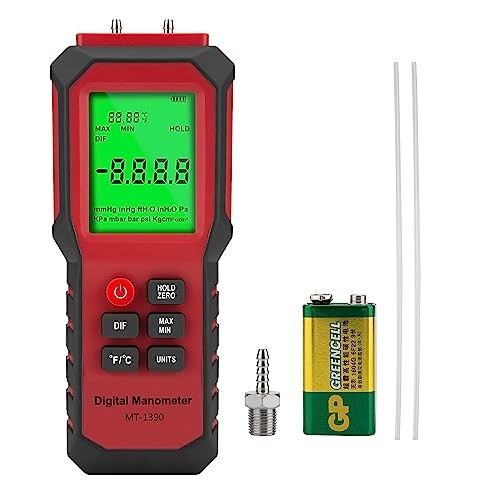 YZT Digital Manometer - Air, Gas Pressure Meter with Differential Gauge and