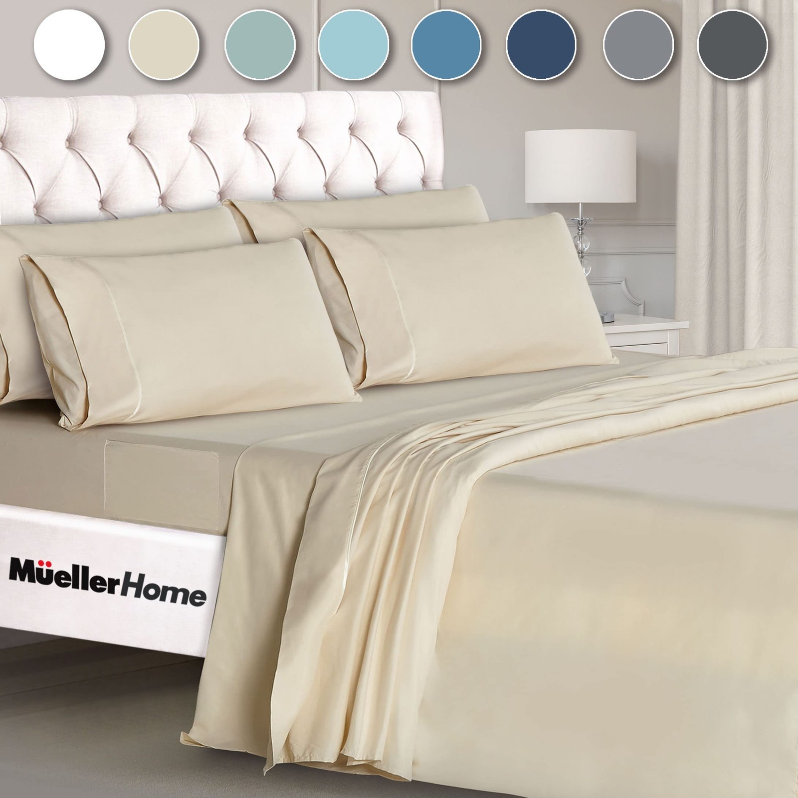 Mueller UltraTemp King Size Sheets Set – 6 Piece Premium Bedding, Silky Soft,...