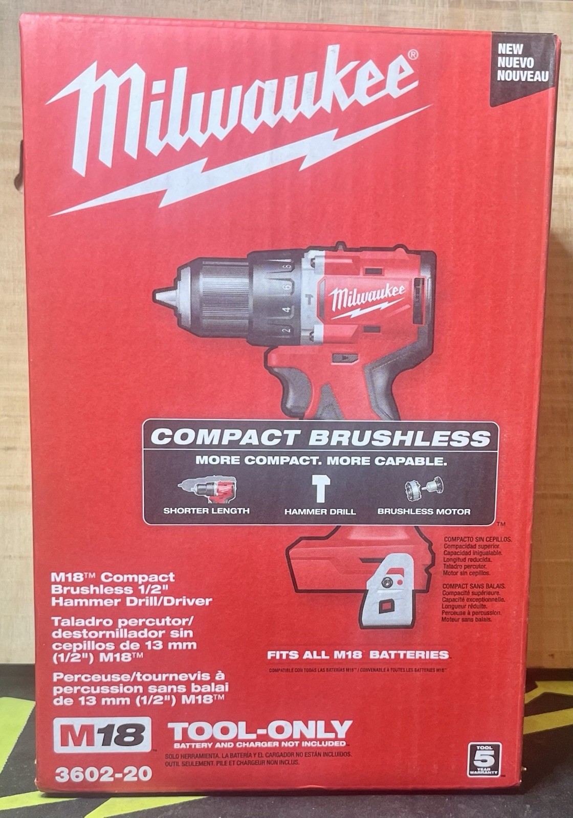 Milwaukee M18  1/2" Compact Brushless Hammer Drill  Model 3602-20 NEW IN BOX