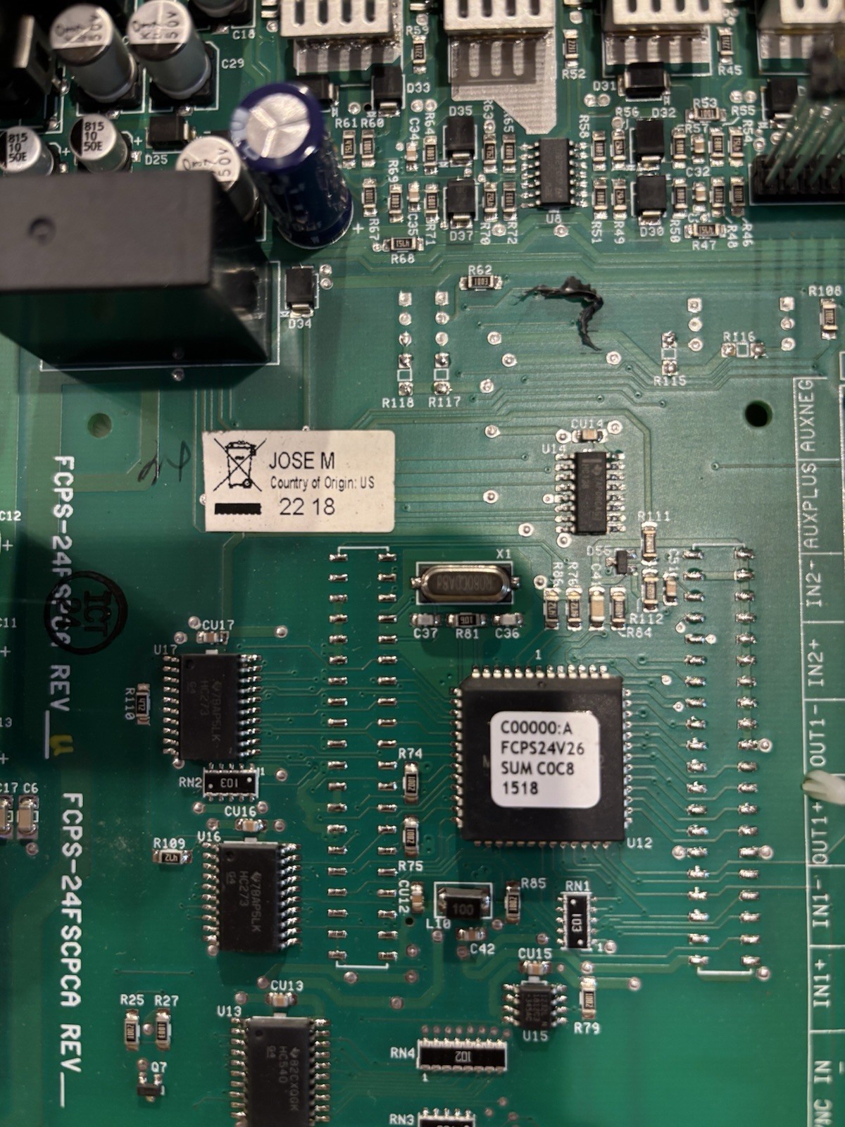 FCPS-24FSPCA Rev U Controller PCB Board Fully Tested