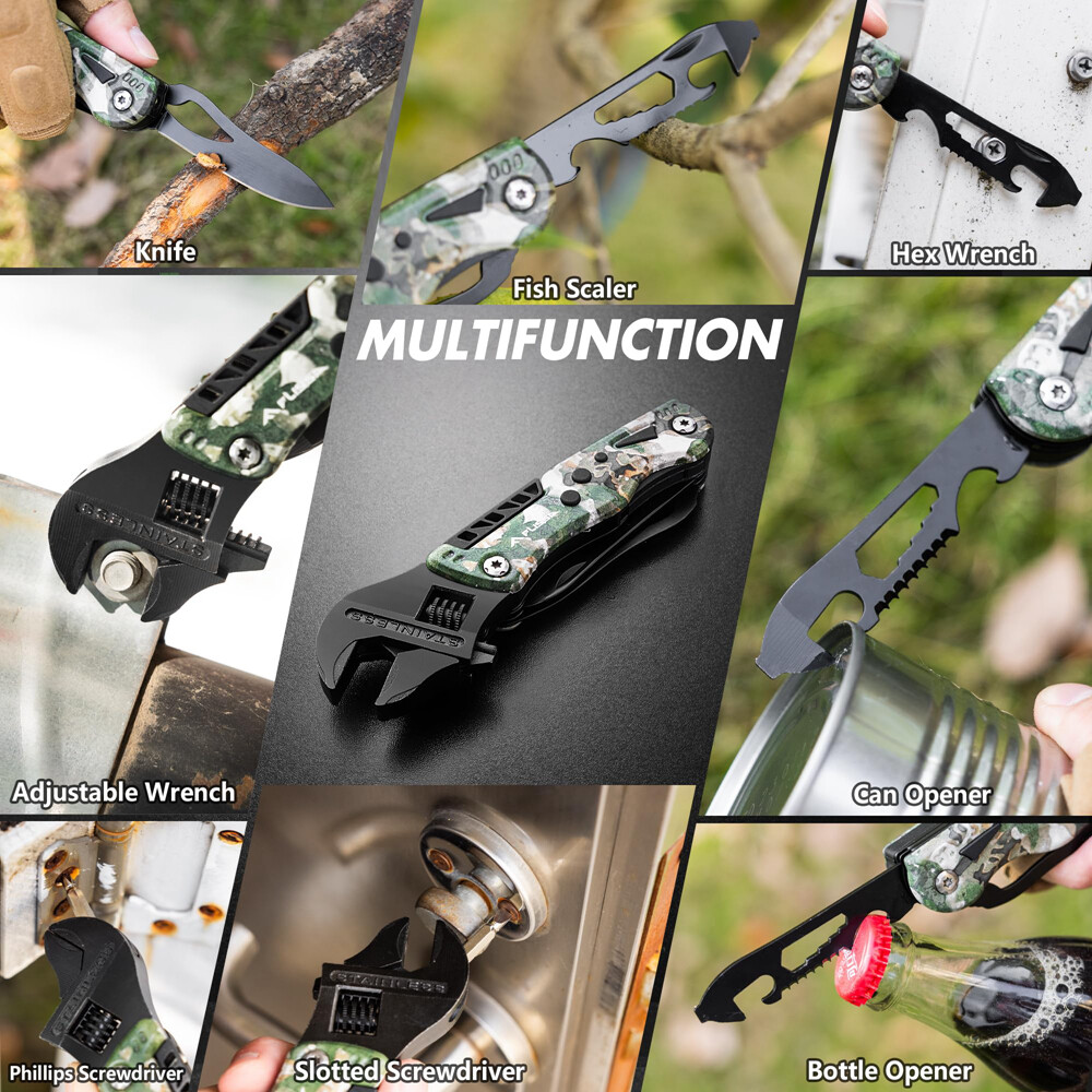 FLISSA 13-in-1 Multi Tool Wrench Pocket Knife Multitool Multi Use Tool Wrench US