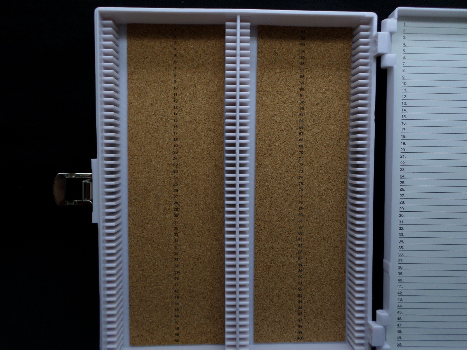 VWR 100-Place White Micro Slide Box ABS Plastic Cork-Lined Numbered 82003-414