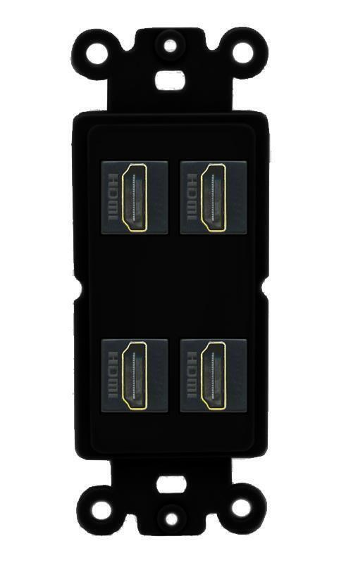4 Port HD Wall Plate-Rocker Black/Black
