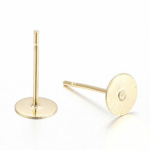 20 pcs. (10 pairs) 304 Stainless Steel Golden Earring Posts/Bases/Studs/Settings