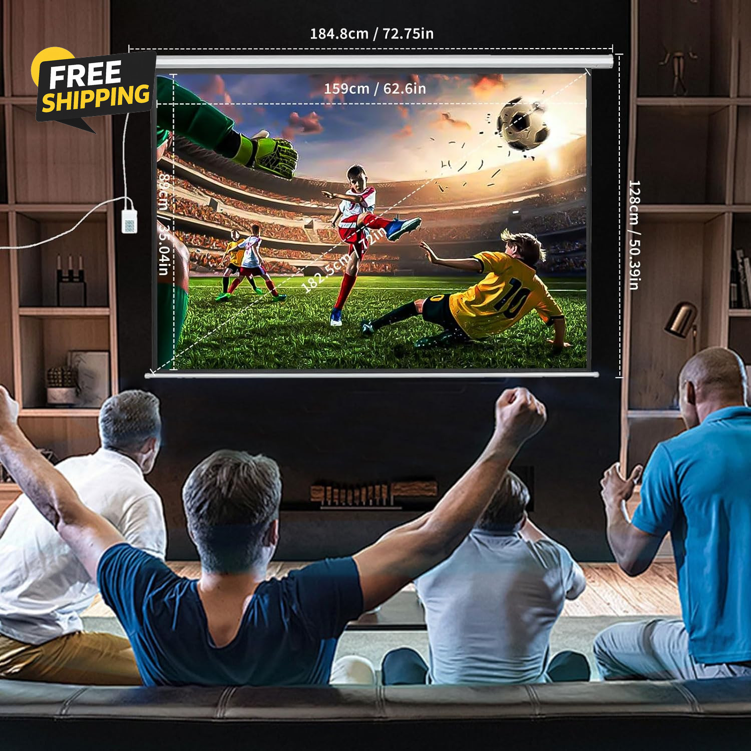 72 Inch Electric Projector Screen with Remote, Automatic Air Indoor Drop Down