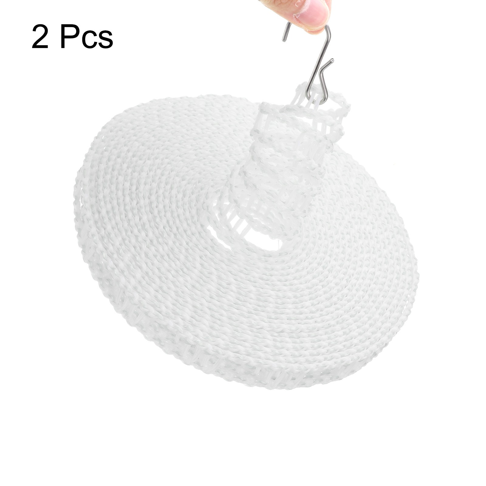 2pcs Windproof Clothesline 10M 33ft Plastic Non-Slip Clothes Drying Rope White