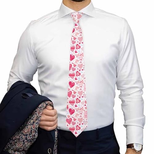 Men's Tie Dark Blue Novelty Neckties Classic for 8cm Valentine Hearts Love