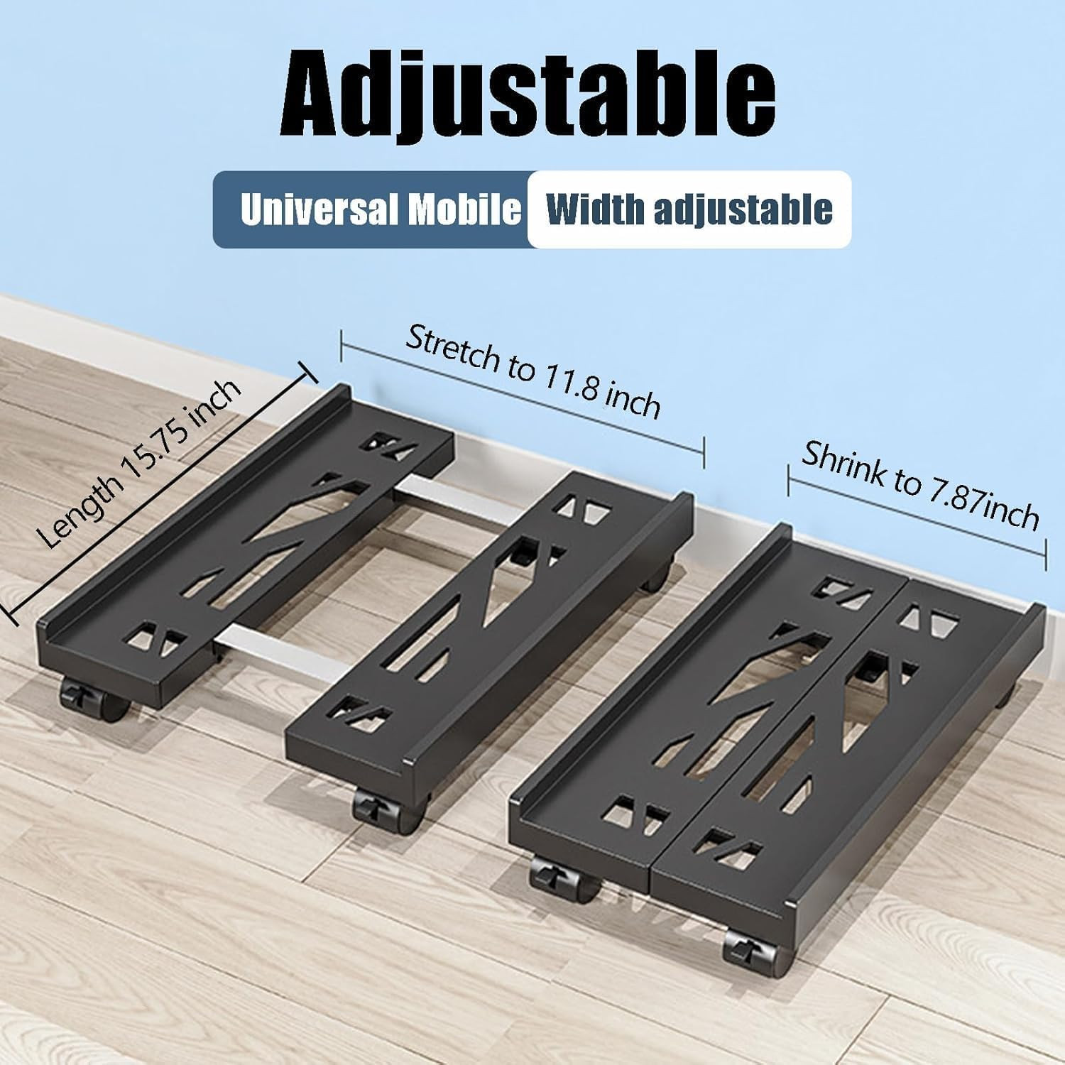 Computer Tower Stand, Adjustable Mobile CPU Stand with 4 Rolling Caster Wheels