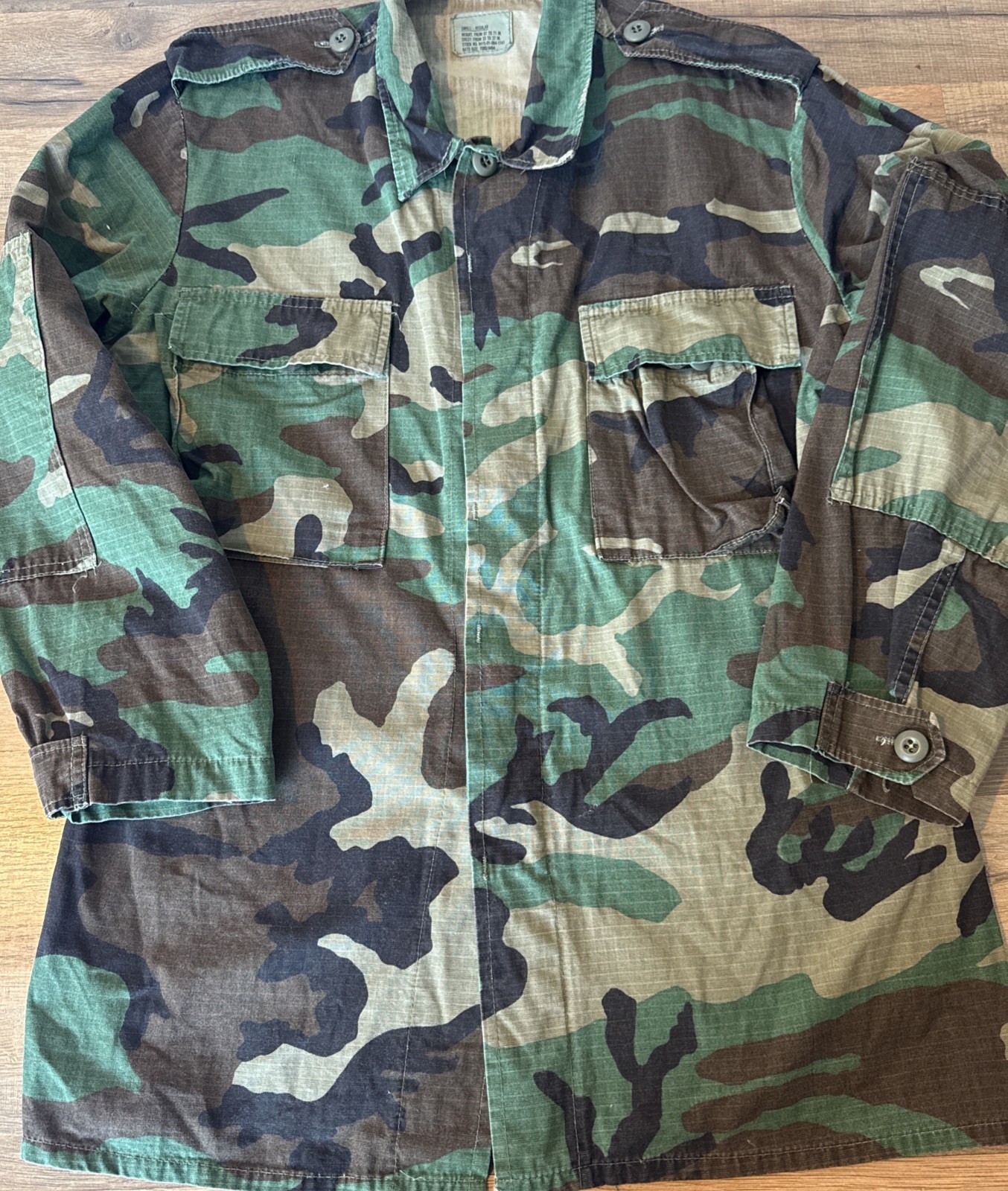 Woodland Camo Tactical Shirt Jacket Ripstop 100% Cotton  Men’s Small USA Made