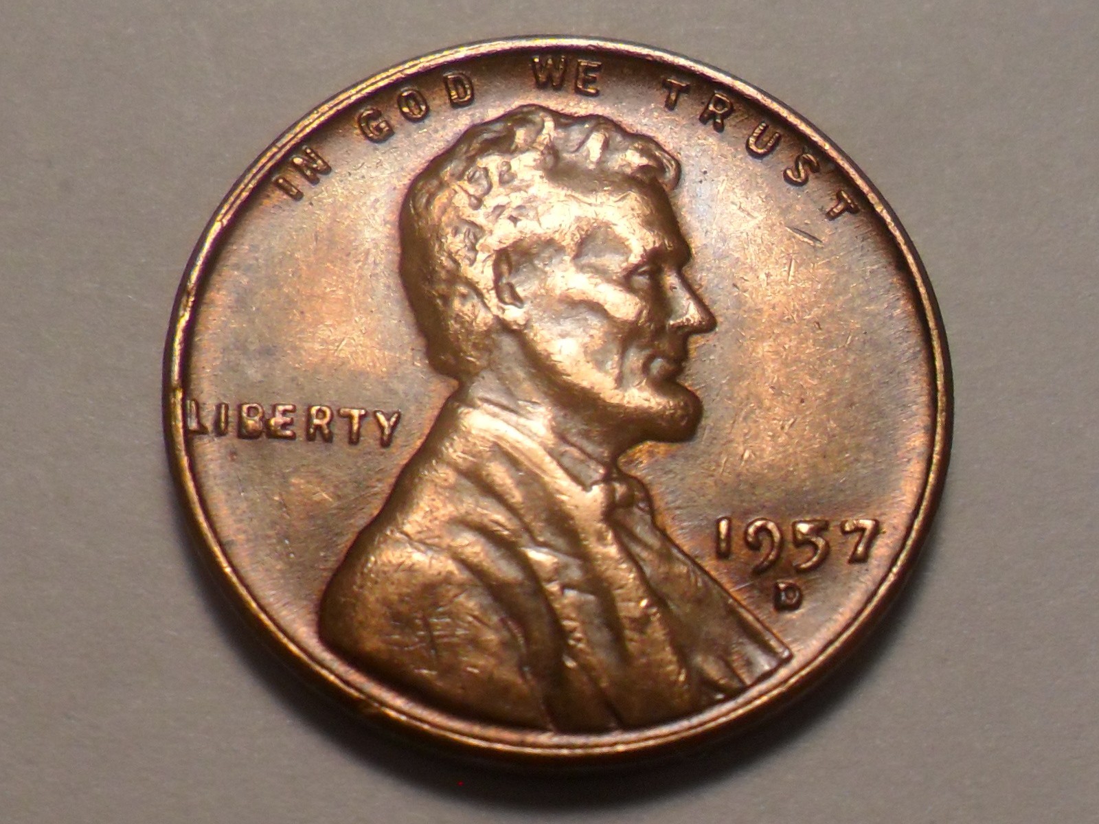 1957-D NICE "3 OBVERSE DIE-CHIP! "ERROR"  LINCOLN COPPER CENT "ACTION" COIN!!!