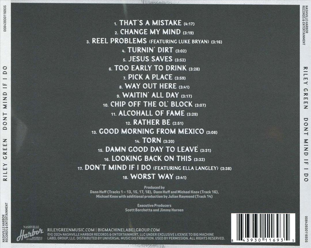 RILEY GREEN DON'T MIND IF I DO NEW CD