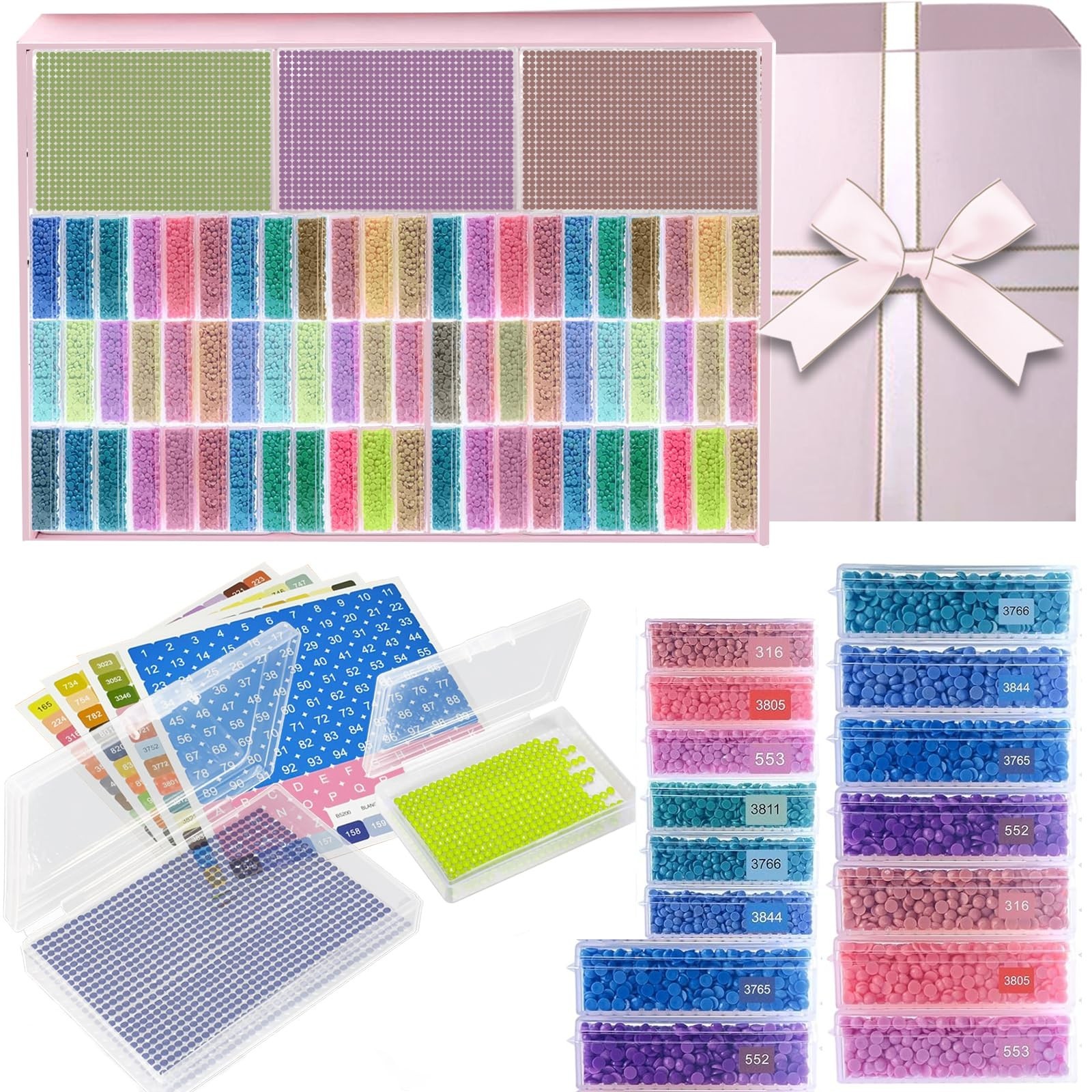 Qlonry 80Pcs Upgrade Diamond Art Storage Trays Convex Point Bottom Design Dia...