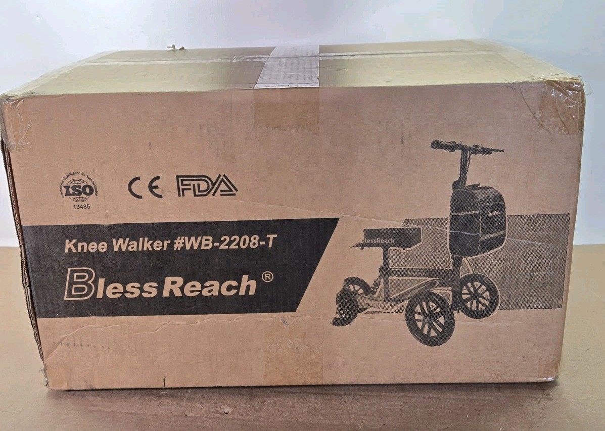 Blessreach Knee Walker Steerable Scooter Black WB2208-T Medical All-Terrain Disc