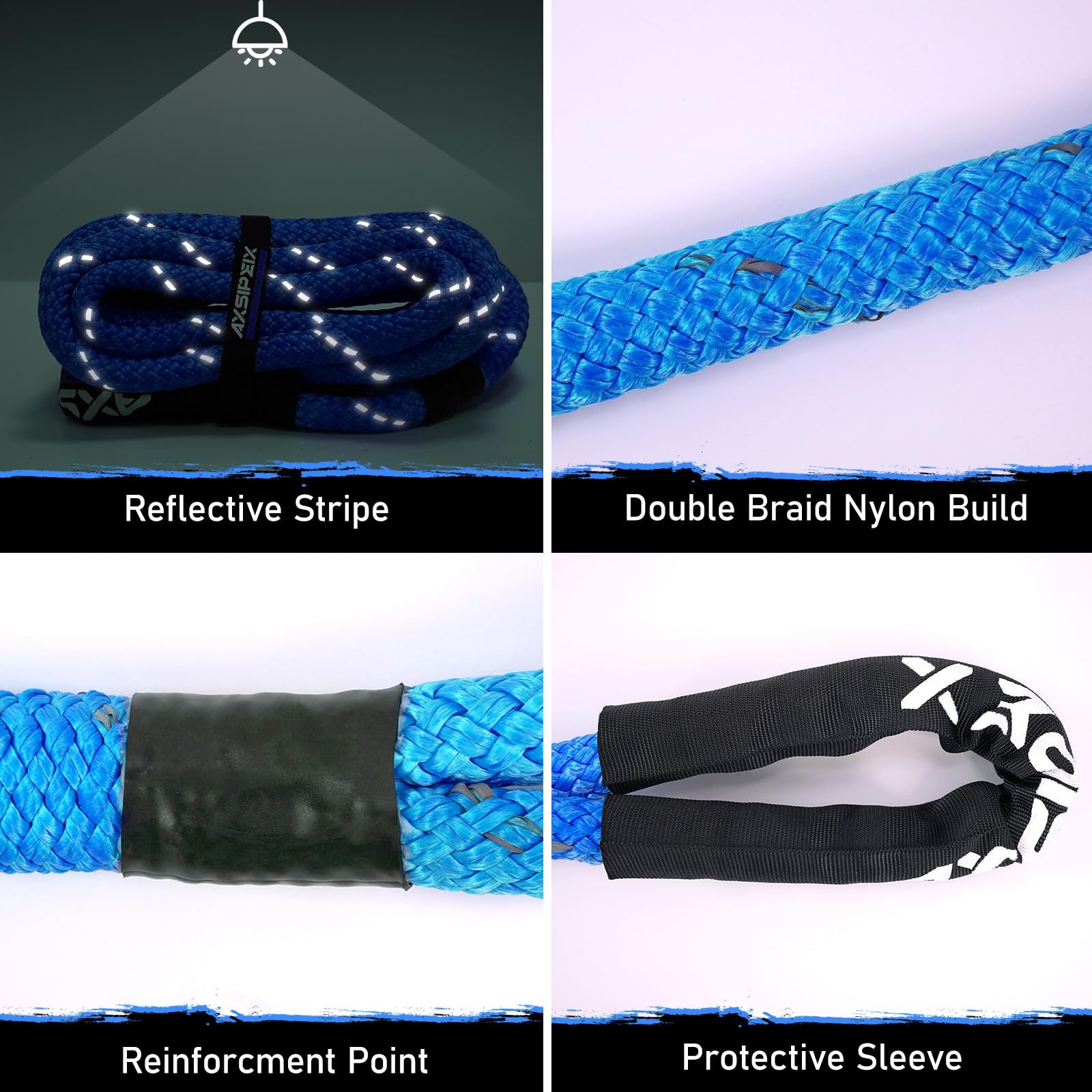 Kinetic Recovery Rope Kit 1in x 30ft 48,500Lbs with 2 Soft Shackles for 4x4