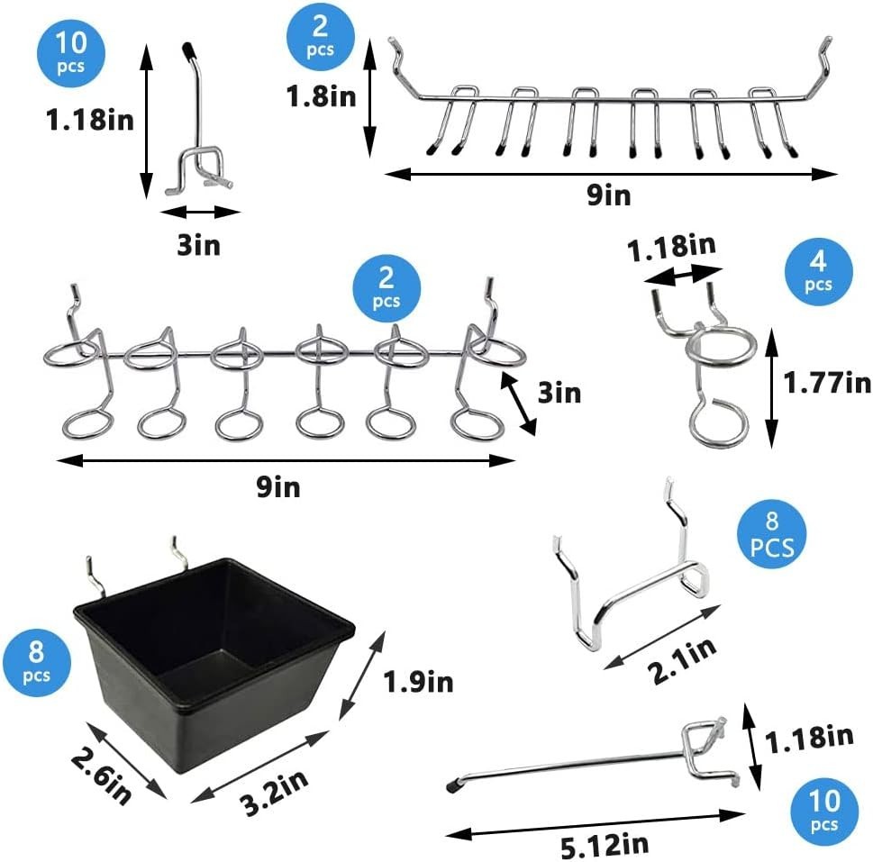 258PCS Heavy-Duty Pegboard Hooks & Organizer Kit for Ultimate Tool Storage