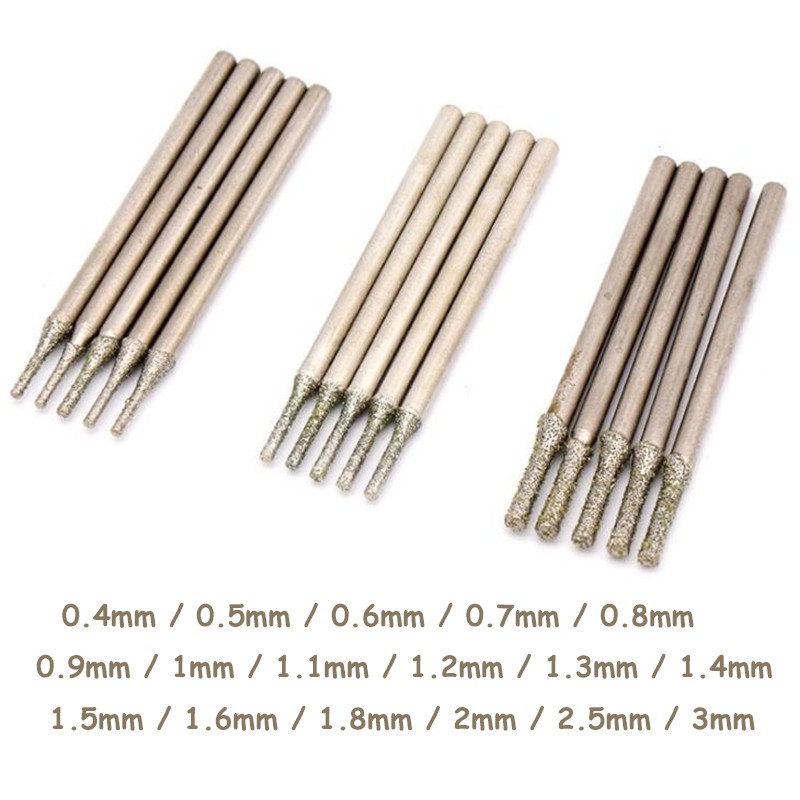 0.4-3mm Diamond Tipped Drill Bit Hole Saw Extend For Jewelry Glass 2.35mm Shank