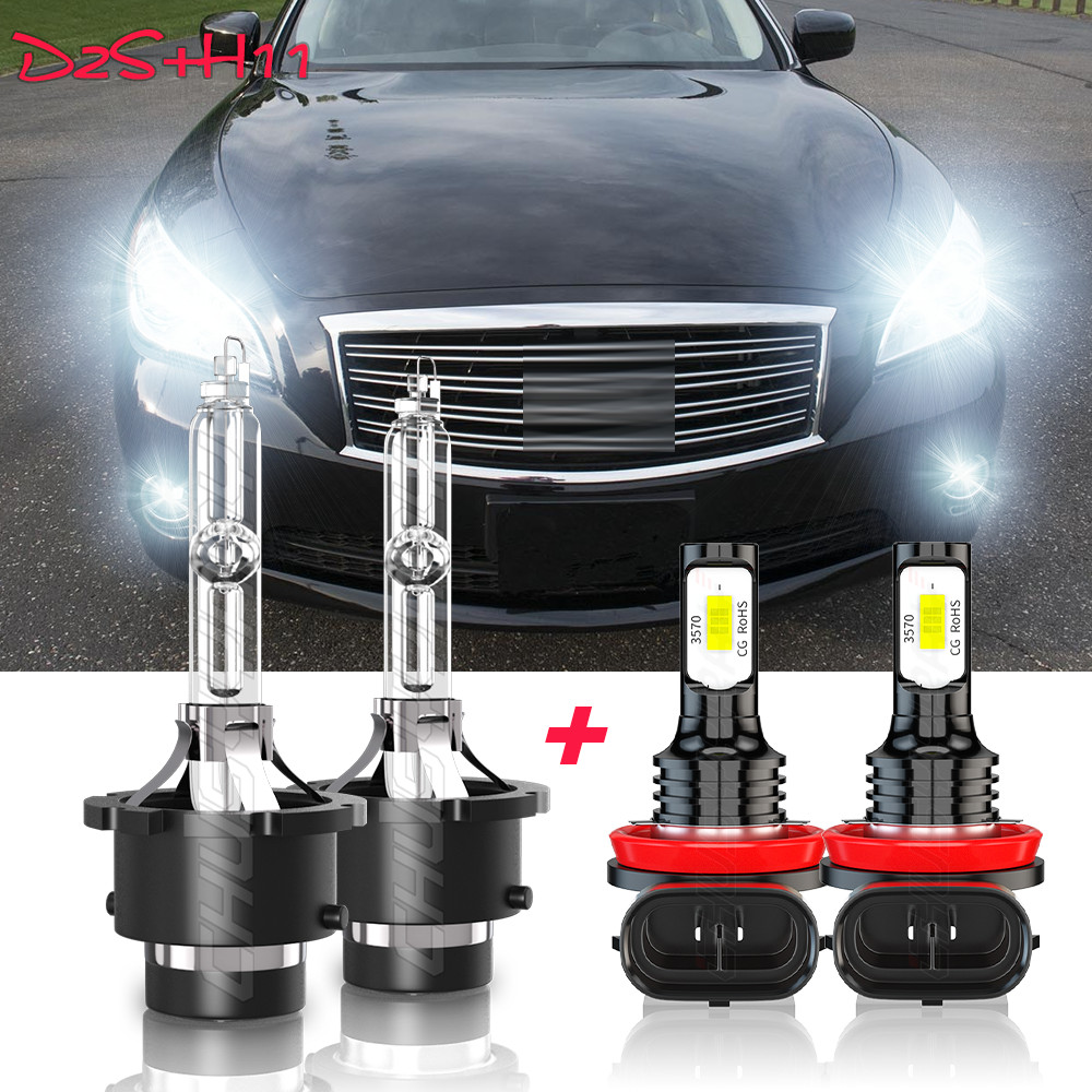 For Infiniti M37 2011 2012 2013 Xenon HID Headlight High/Low+Fog Ligh 4PCS Bulbs