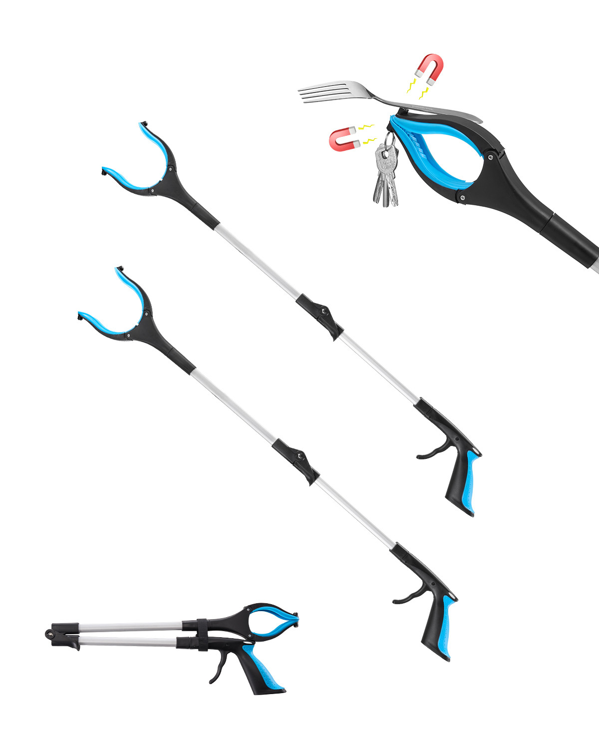 Uimoso Grabber Reacher Tool 2-Pack 34" Grabber Tool Foldable Pick Up Stick