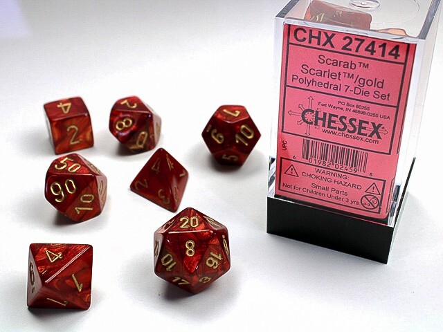 Chessex Scarab Scarlet Gold 7 Die Set 27414