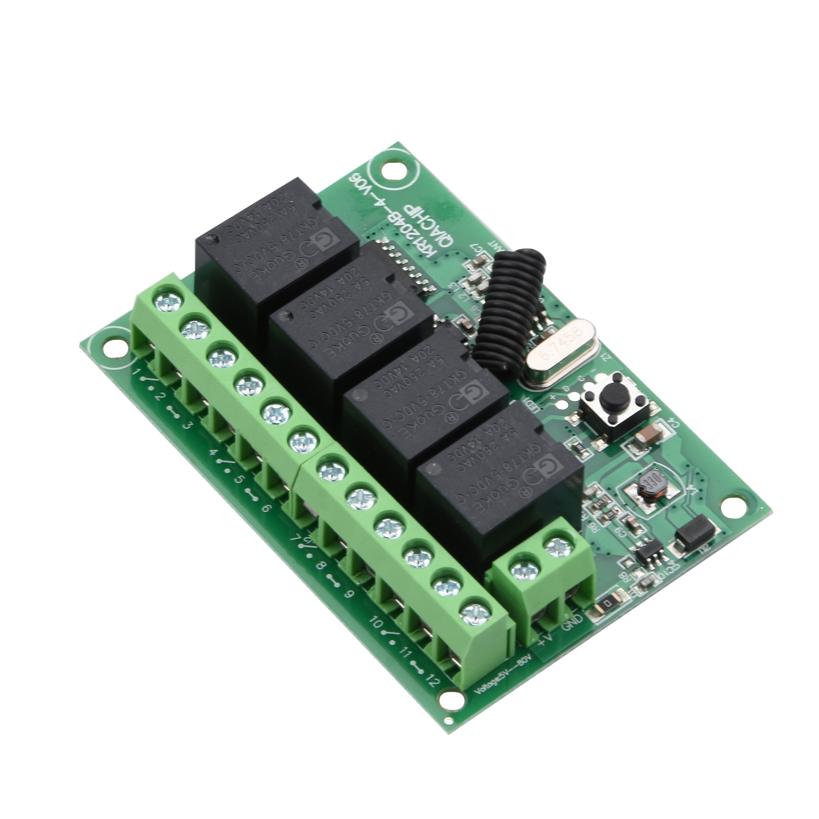 Long Range DC 4-Channel 443MHz Wireless RF Remote Control Relay Switch
