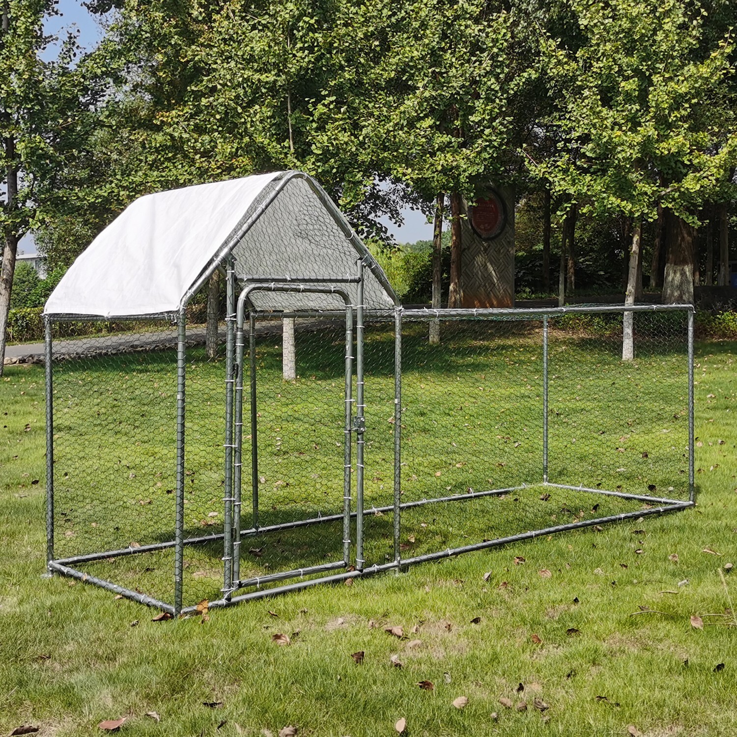 3 x 10FT Walk In Chicken Coop Cage Backyard Hen House Enclosure w/Climbing Frame