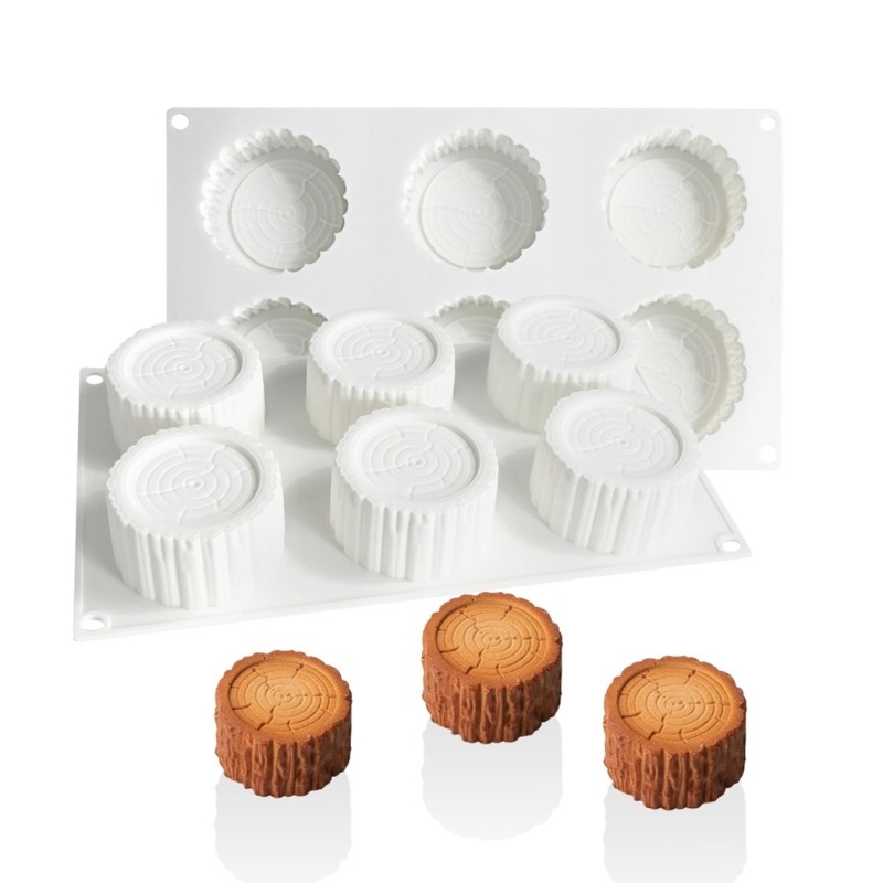 6 Cavity Tree Stump Silicone Mousse Cake Moulds Chocolate Baking Mould Kitchen