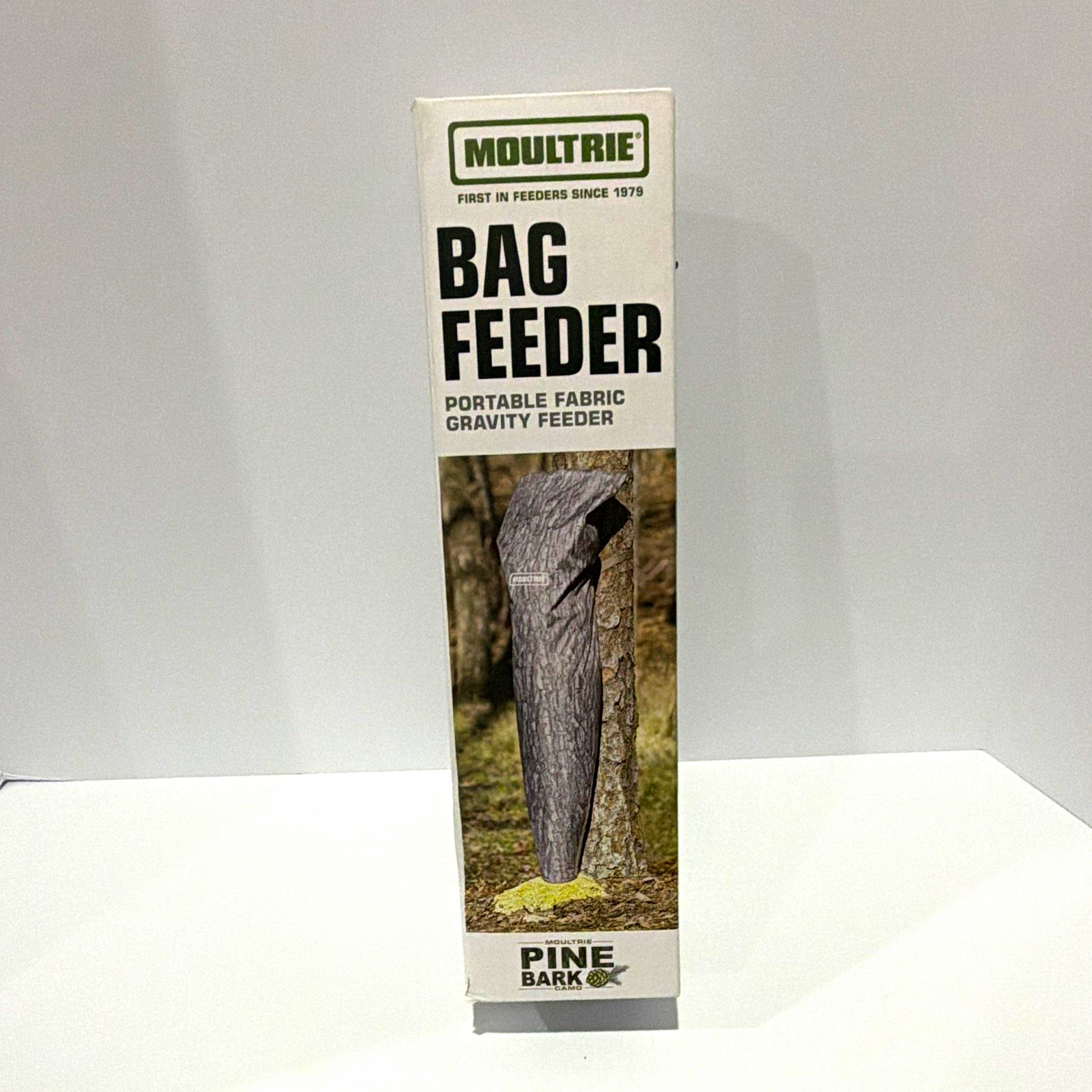Moultrie Bag Feeder 100 lb Hanging Fabric Gravity Feeder, Pine Bark Camo