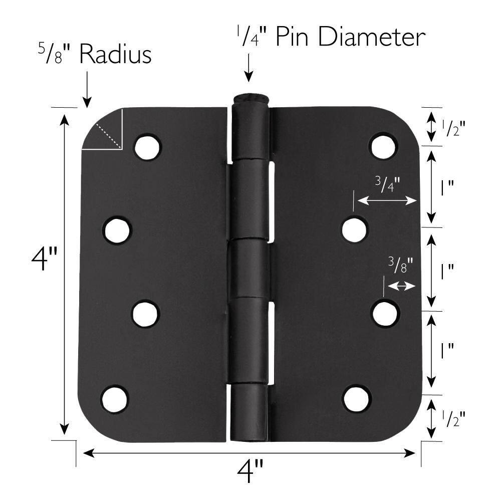 4 In. X 5/8 In. Radius Matte Black Door Hinge Value Pack (10 per Pack)