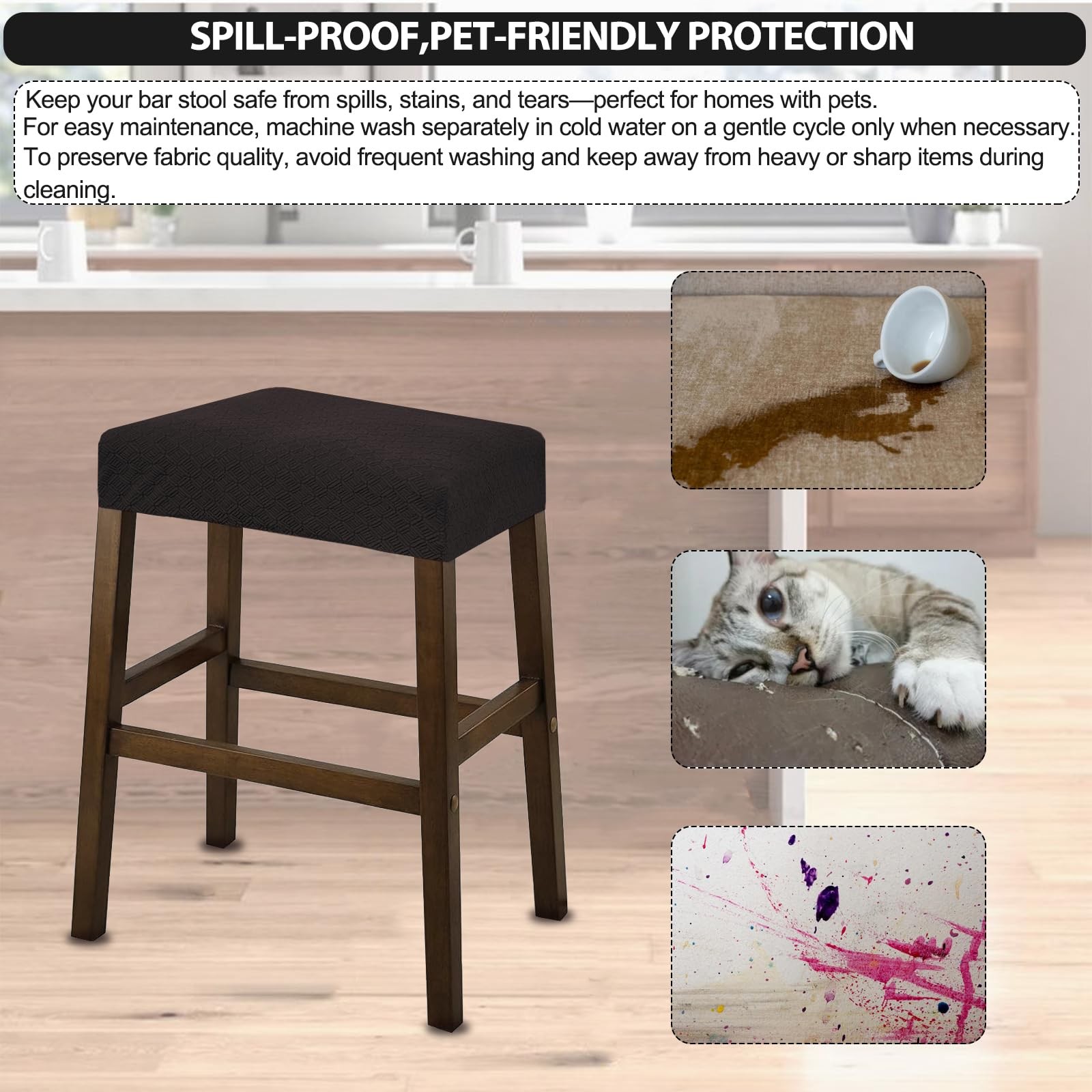 Bar Stool Covers Rectangle,Stretch Waterproof Saddle Seat Covers for Counter ...