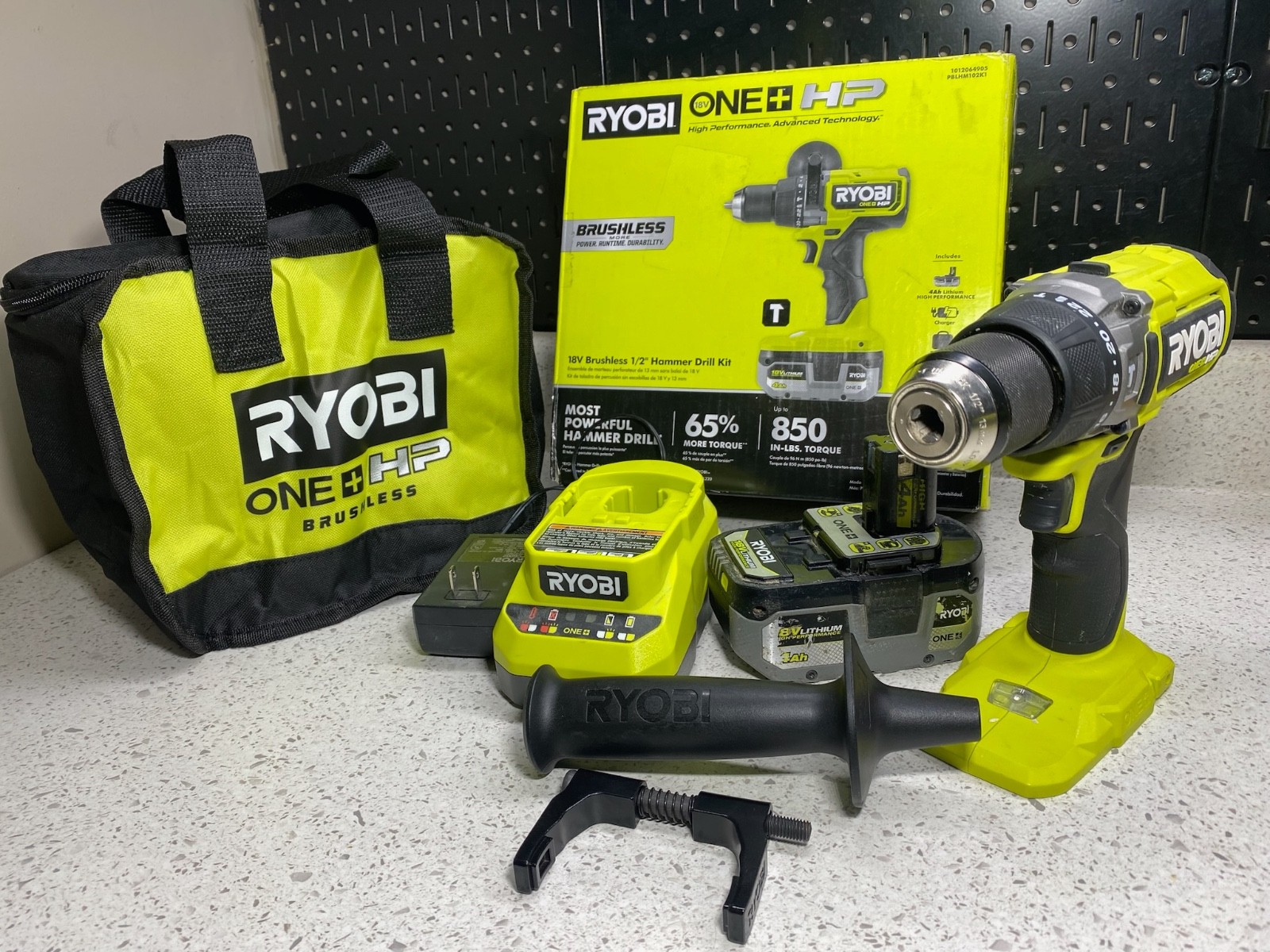 RYOBI HP18VBrushless Cordless 1/2in. Hammer Drill Kit w/ (1) 4.0 Ah PBLHM102K1