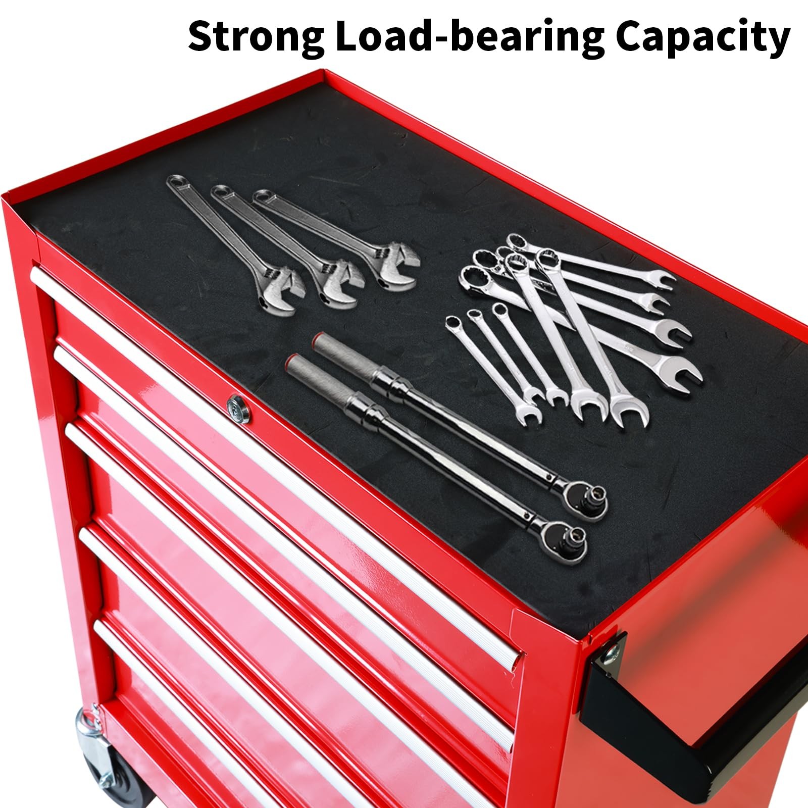 Rolling Tool Chest 5 Drawers, Portable Tool Storage Cabinet with Wheels, Red