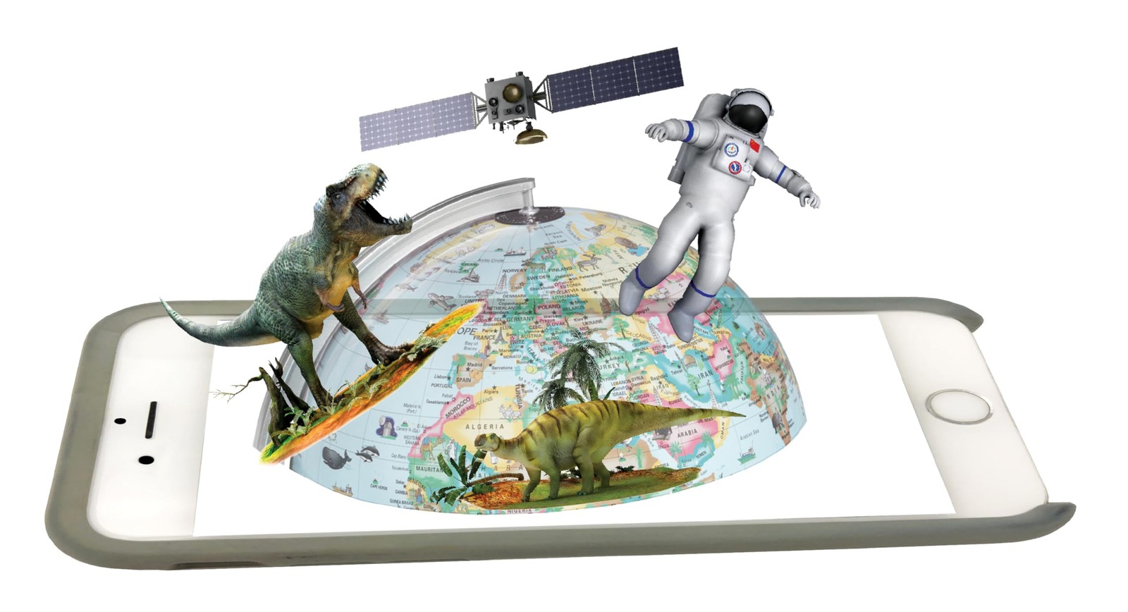 8"/20cm Interactive Illuminated Political Globe with Chrome Base, Riser and S...