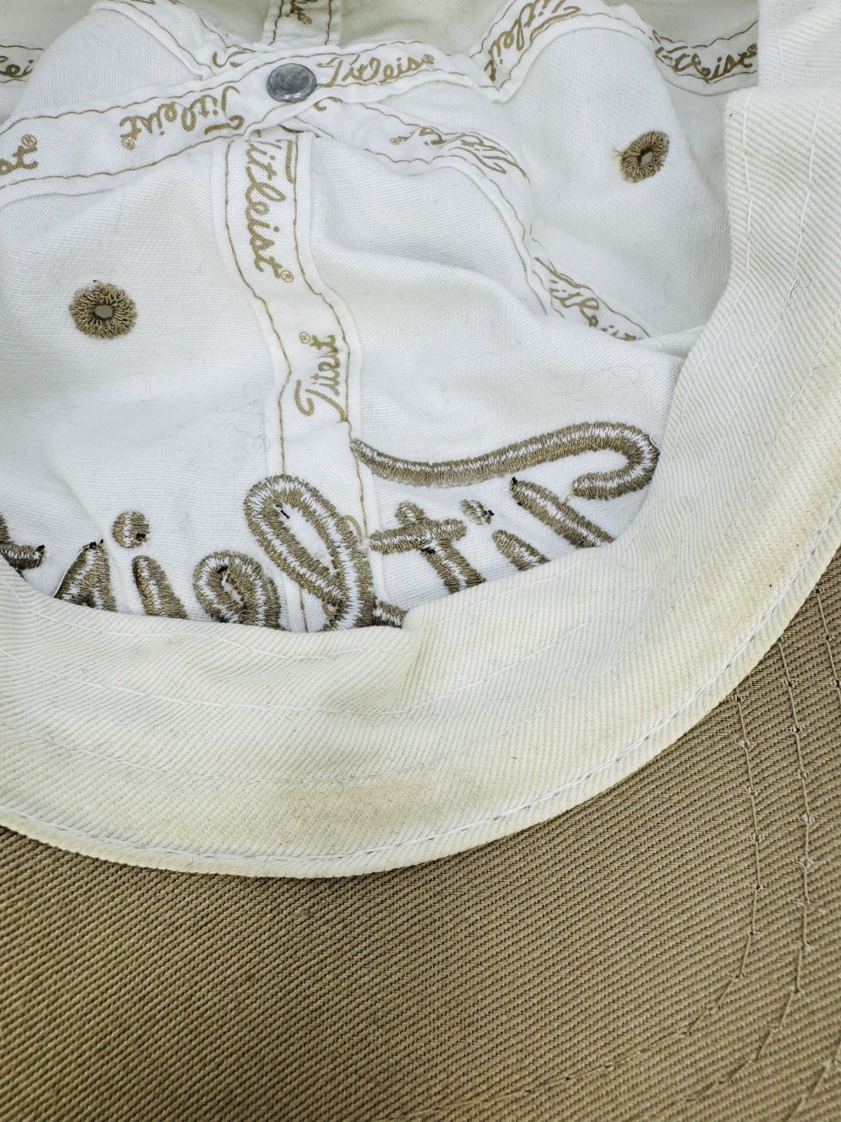 Titleist Morrissey Engineering Hat Cap Strapback White Bronze Has Stains