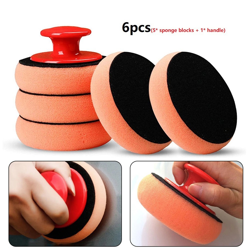 Car Wax Wash Polish Pad Sponge Cleaning Foam Set Microfiber Applicator Pads