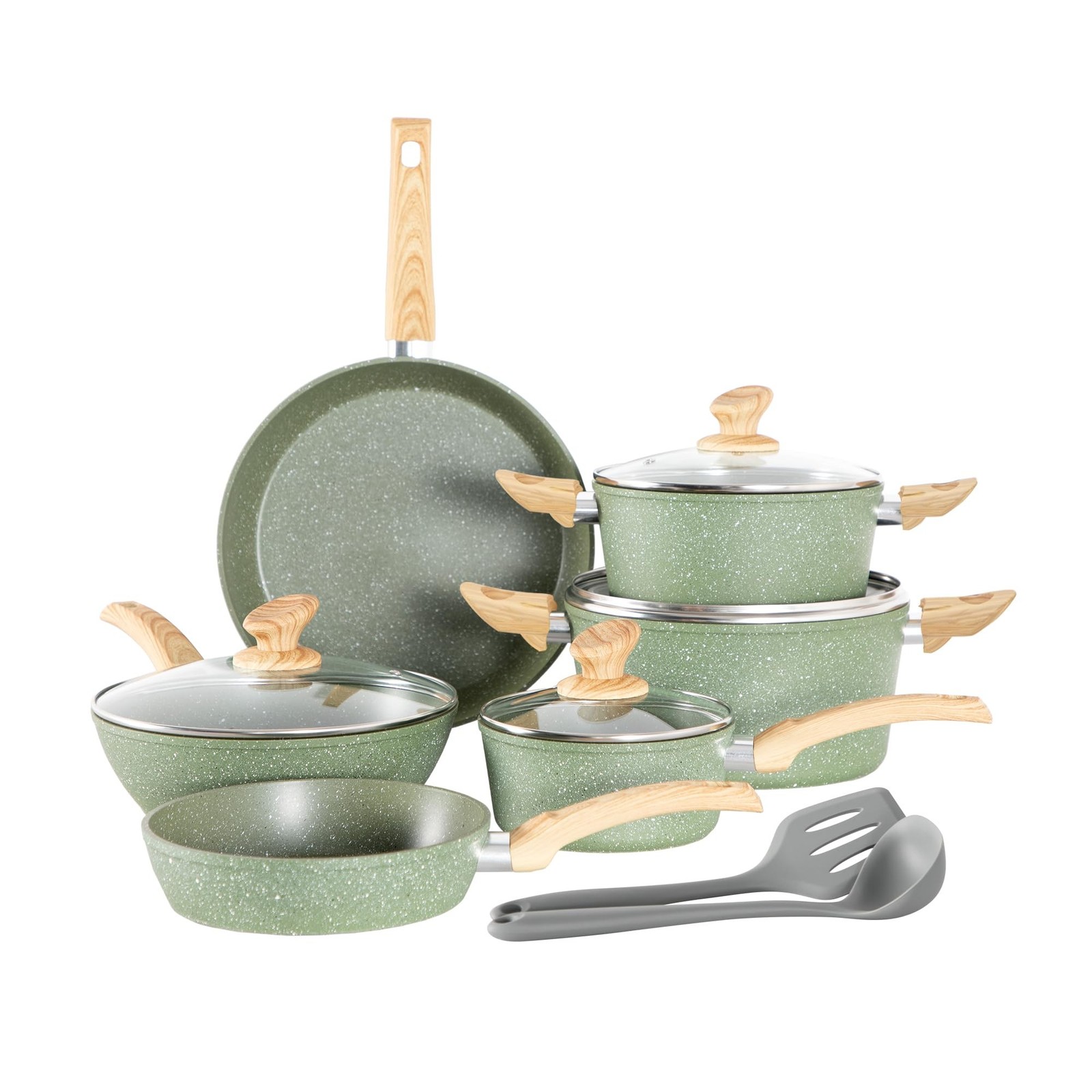 Kitchen Academy Non Toxic Pots and Pans Set Non Stick - 12 Piece Induction Co...