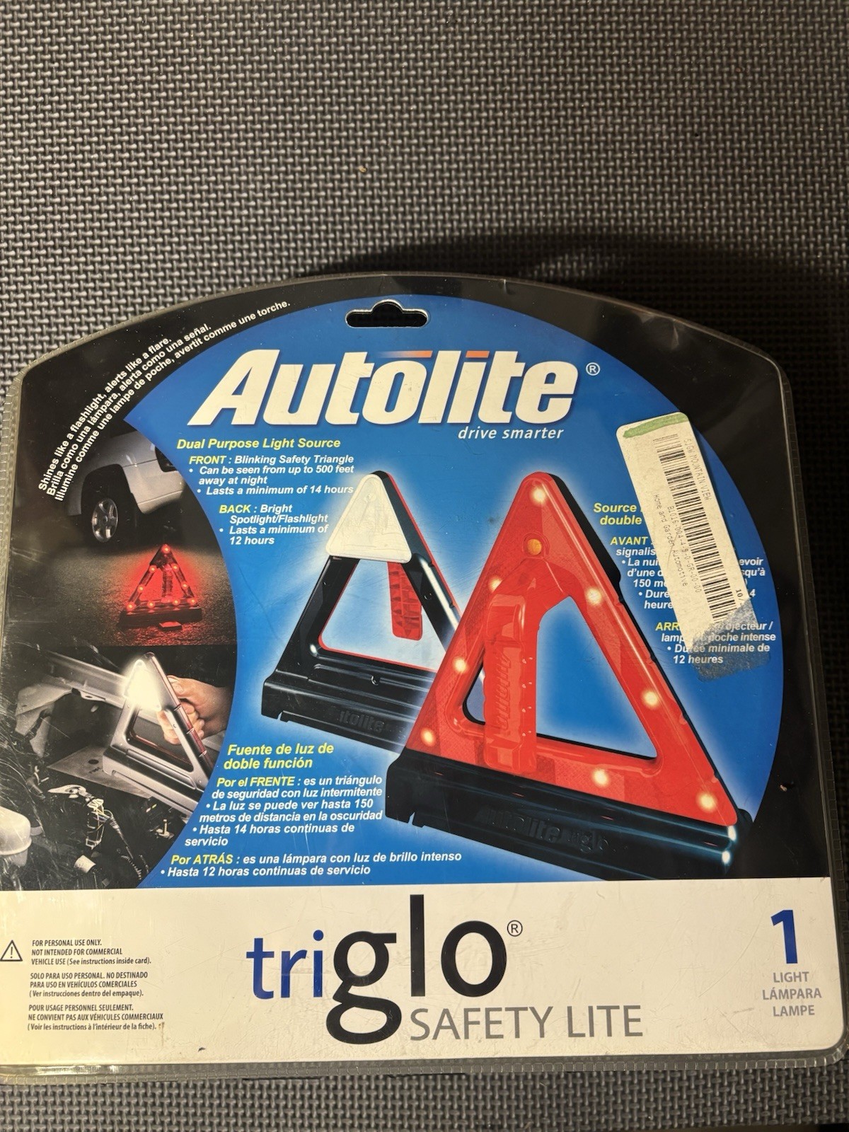 Autolite Triglo Safety Lite Dual Purpose Emergency Triangle & Flashlight NOS New