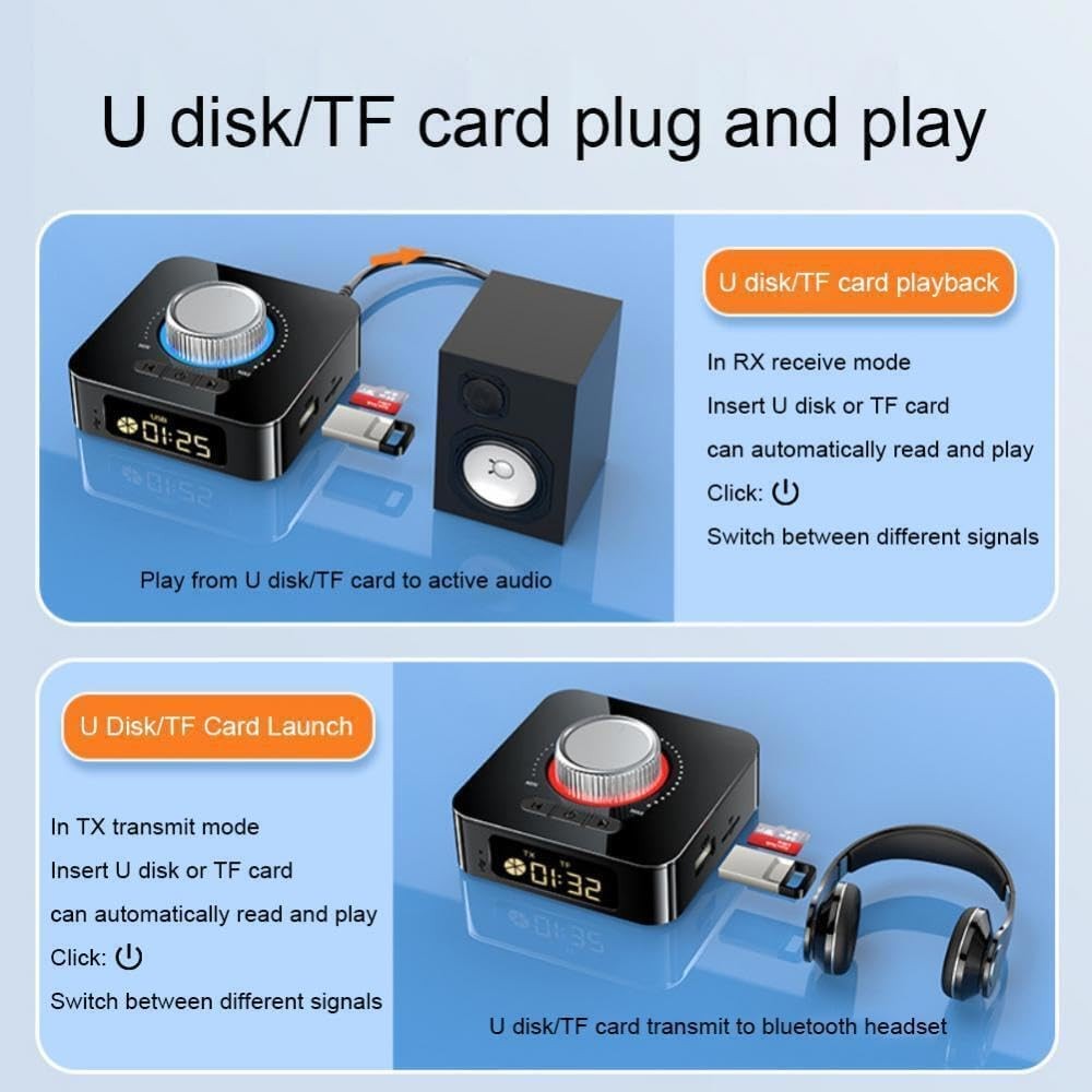 Bluetooth AUX Receiver for Car Stereo Wireless Audio Adapter Hands Free Music